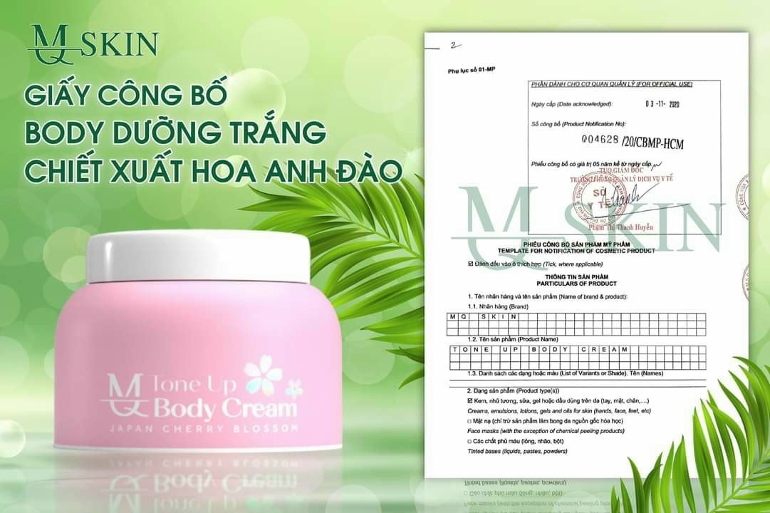 Phiếu công bố bộ dưỡng trắng da hoa anh đào