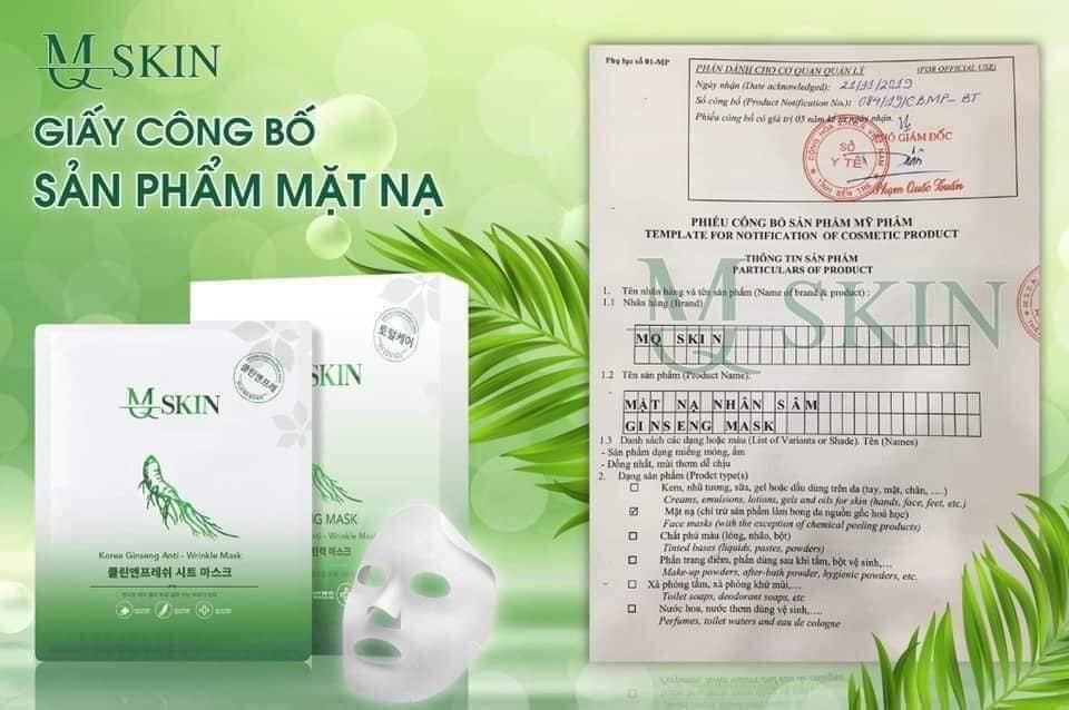 Phiếu công bố mặt nạ nhân sâm MQ Skin